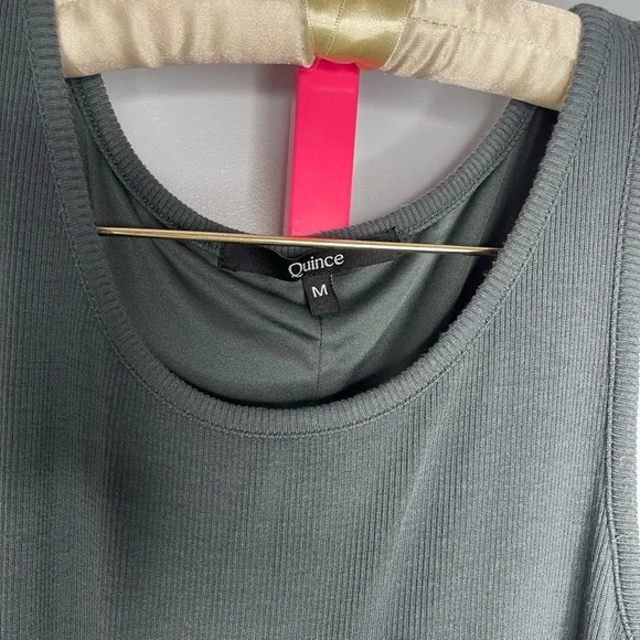 Quince Tencel Rib Knit Dark Olive Tank Midi Dress size medium - Picture 5 of 7